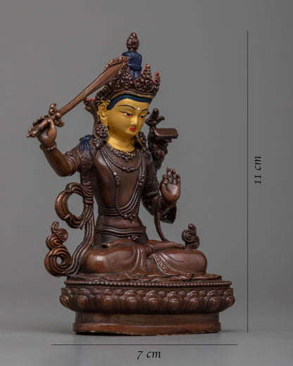 Machine made Manjushri Statue | Oxidized Copper Body, Symbolizing Wisdom and Enlightenment