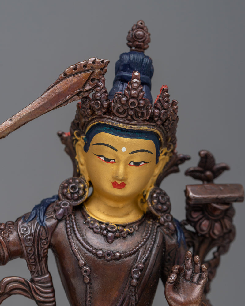 Machine made Manjushri Statue | Oxidized Copper Body, Symbolizing Wisdom and Enlightenment