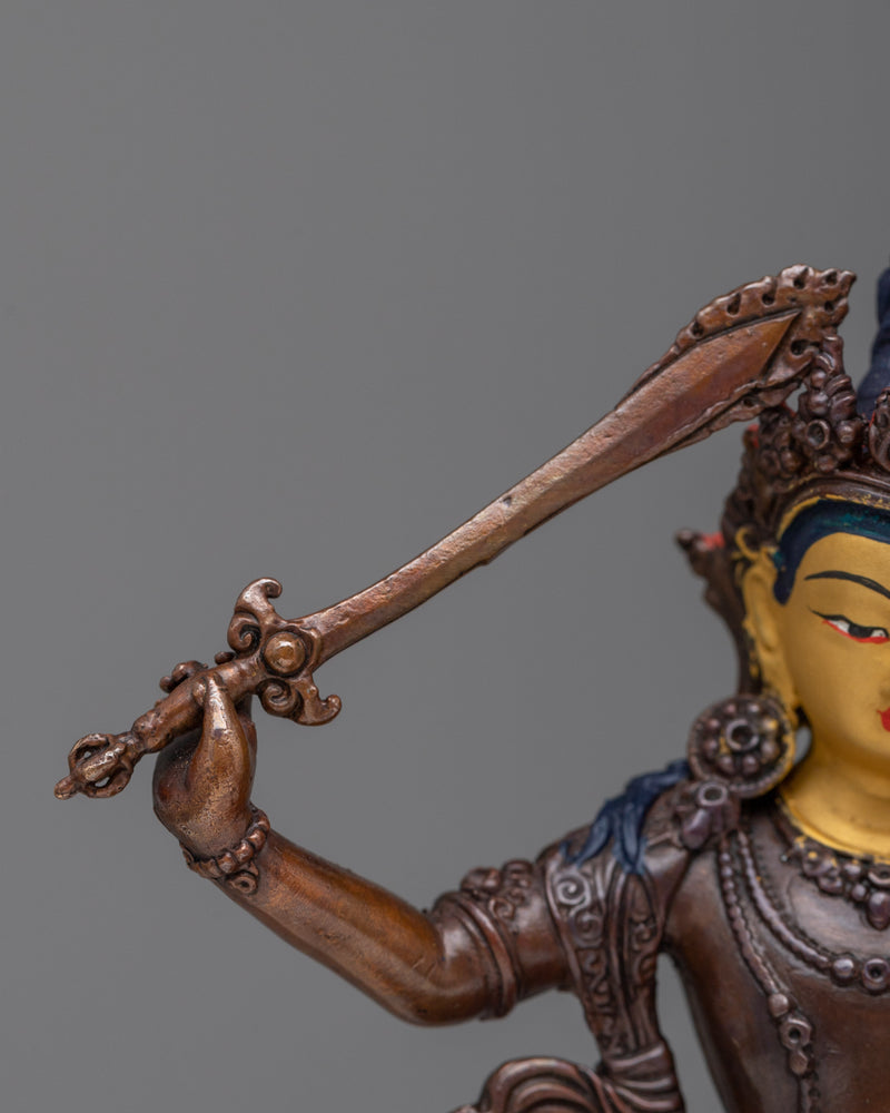 Machine made Manjushri Statue | Oxidized Copper Body, Symbolizing Wisdom and Enlightenment