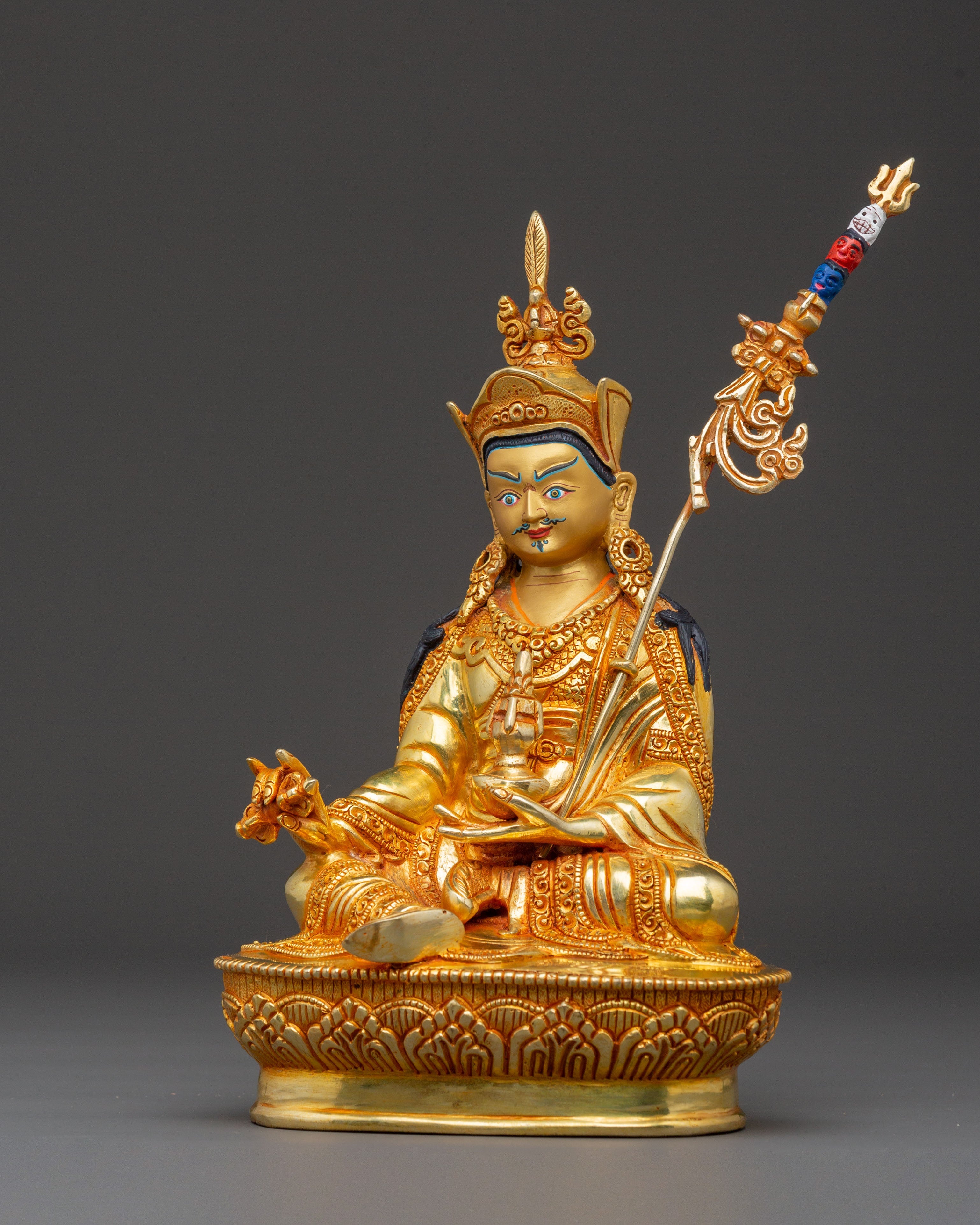 Guru Rinpoche Blessing Statue: 24K Gold Gilded Serenity