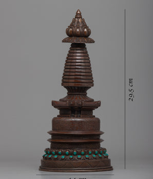 Oxidized Copper Kadampa Stupa | Timeless Symbol of Tibetan Spiritual Tradition