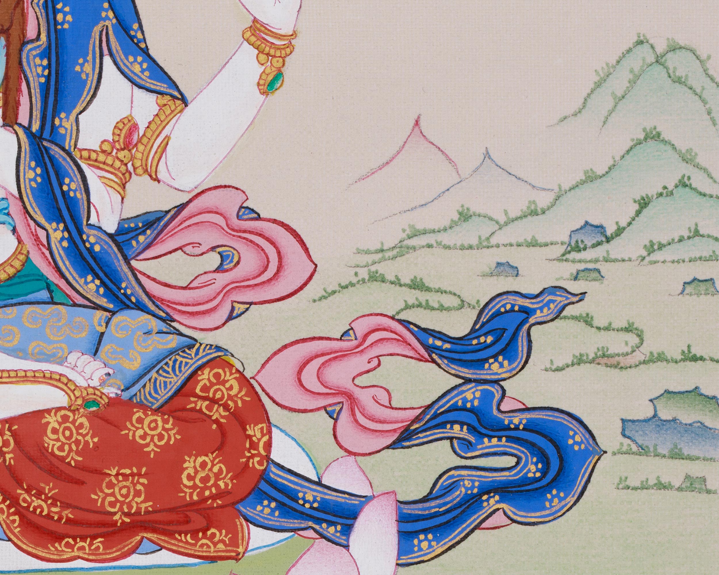Thangka of Four-Armed Avalokiteshvara | The Bodhisattva of Compassion and Mercy