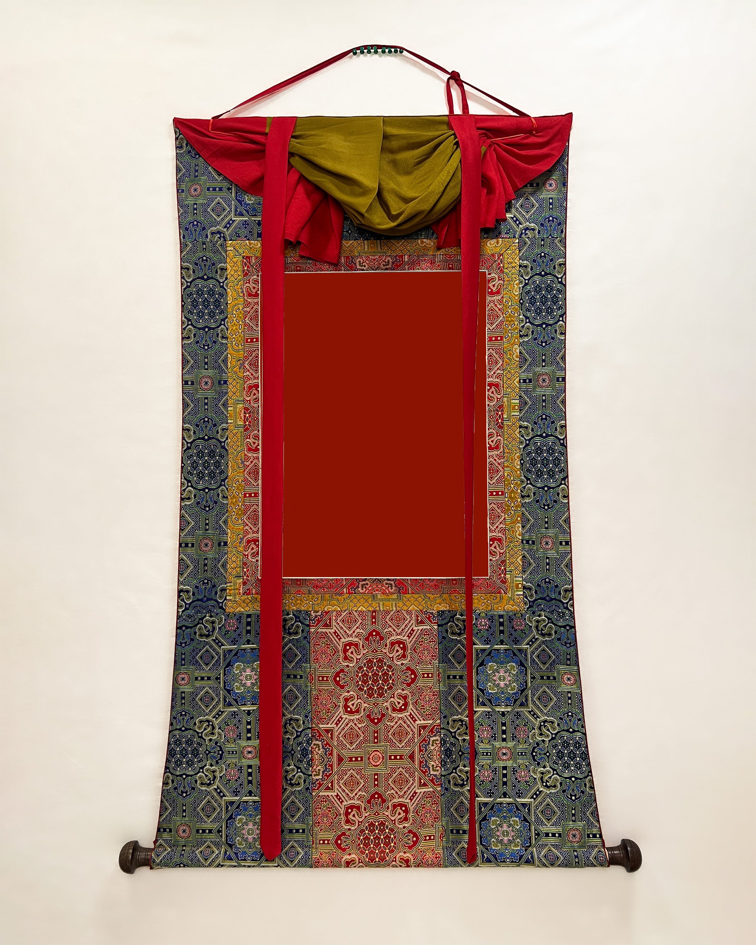 Banarasi Blue and Red Silk Brocade | Kuchen for thangka | Premium Veil