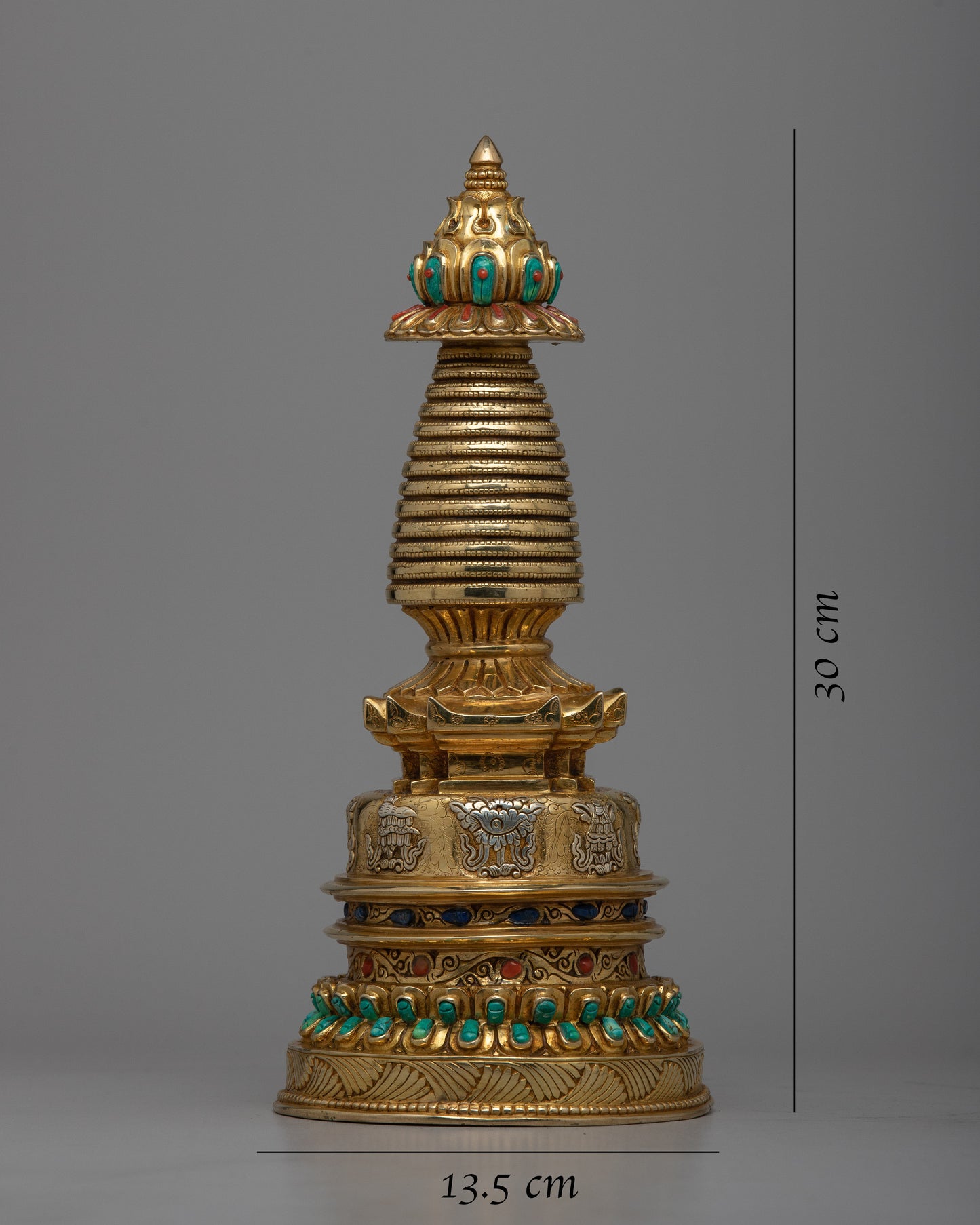 Copper Eight Auspicious Symbol Stupa |  Inspiring Divine Connection and Inner Peace