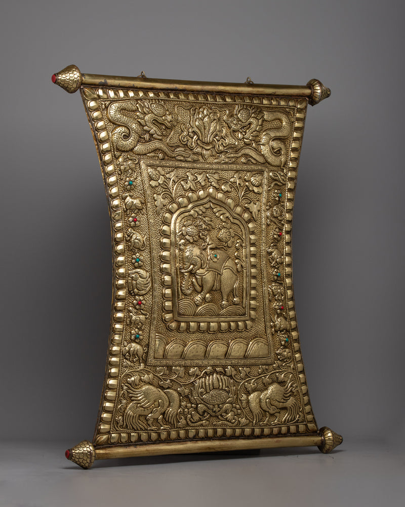 The Four Harmonious Friends(mthun-po spun-bzhi, Skt. Catvari anukulabhratr) Metal Wall Hanging