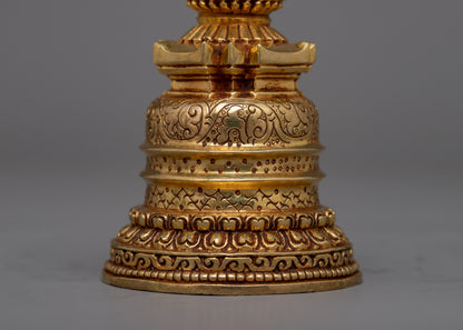 Exquisite Copper Stupa | Adorned with 24K Gold Plating for Opulent Beauty