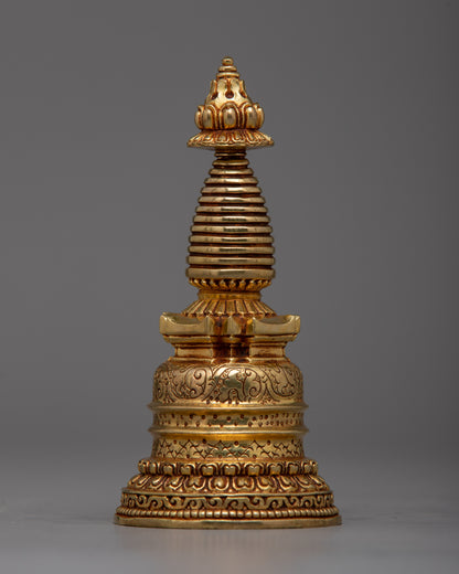 Exquisite Copper Stupa | Adorned with 24K Gold Plating for Opulent Beauty