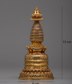 Exquisite Copper Stupa | Adorned with 24K Gold Plating for Opulent Beauty