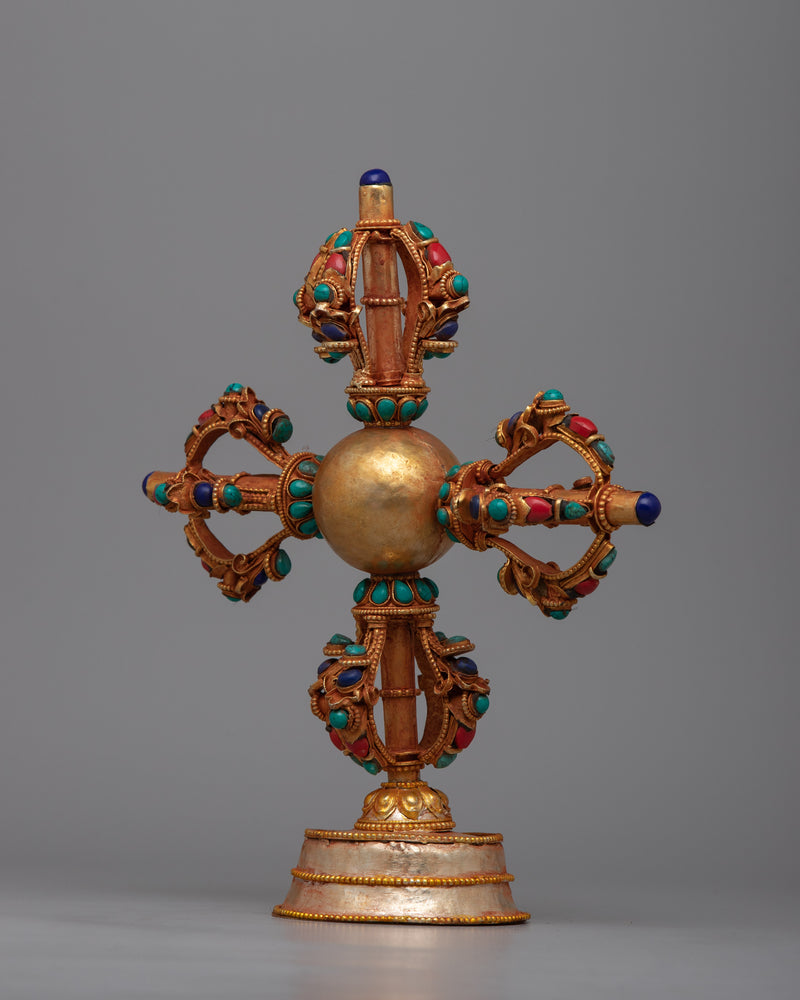 Double-Vajra with Stand |  Your Spiritual Practice and Offerings with Divine Symbolism