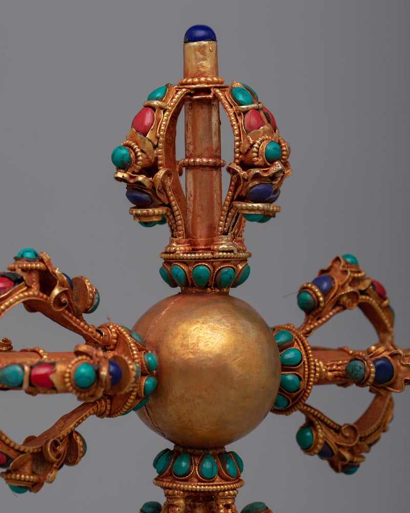 Double-Vajra with Stand |  Your Spiritual Practice and Offerings with Divine Symbolism