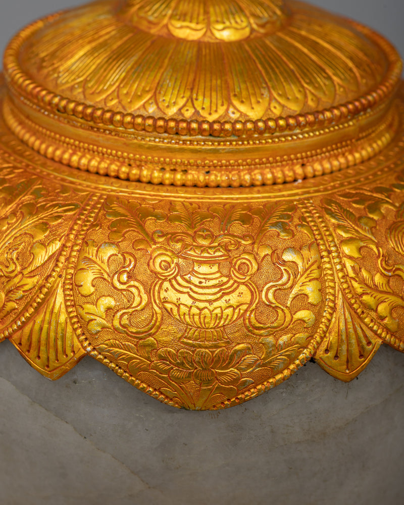 24K Gold-Plated Tibetan Dhupur Rice Pot |  Elevate Your Sacred Offerings with Divine Opulence and Tradition