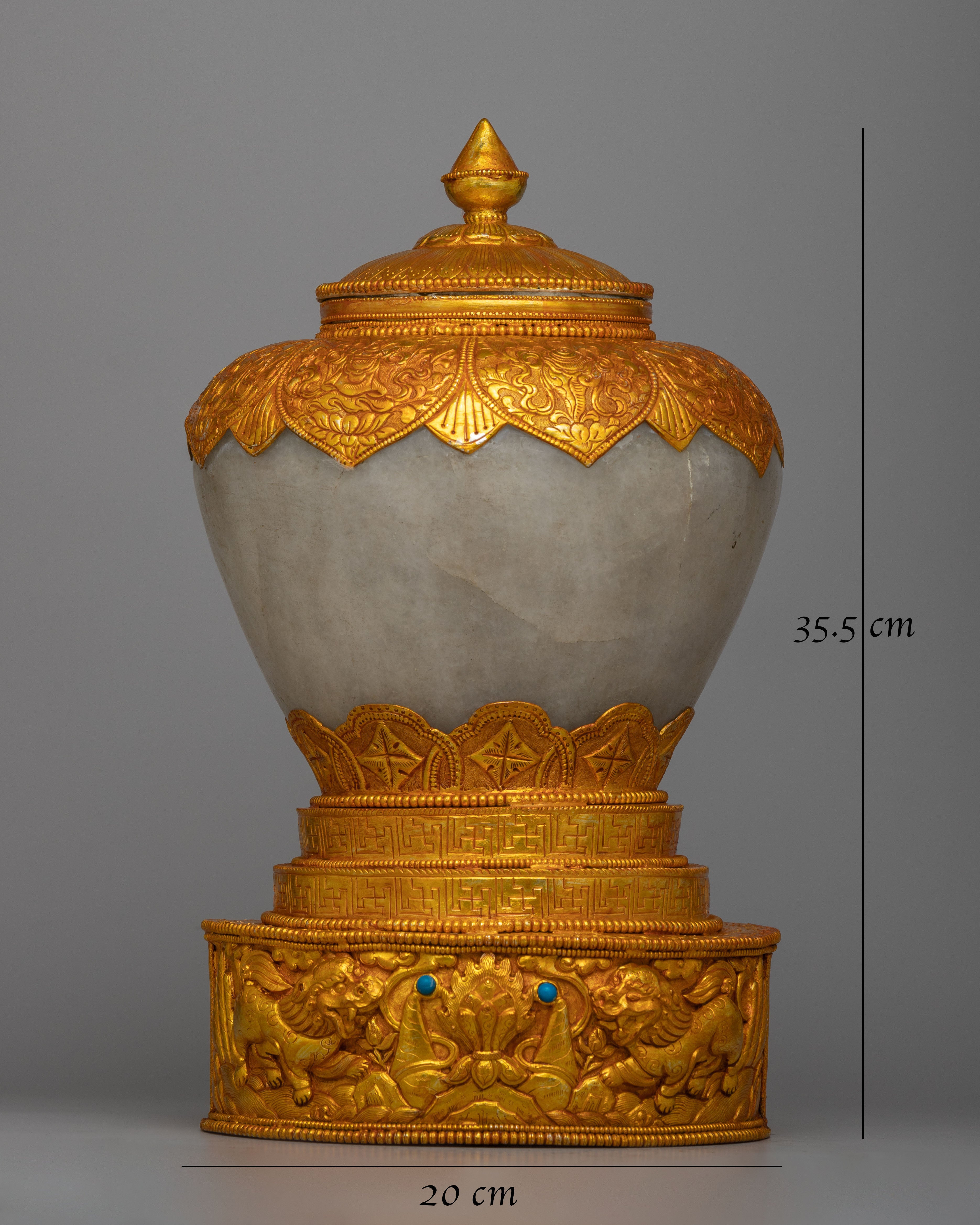 24K Gold-Plated Tibetan Dhupur Rice Pot |  Elevate Your Sacred Offerings with Divine Opulence and Tradition
