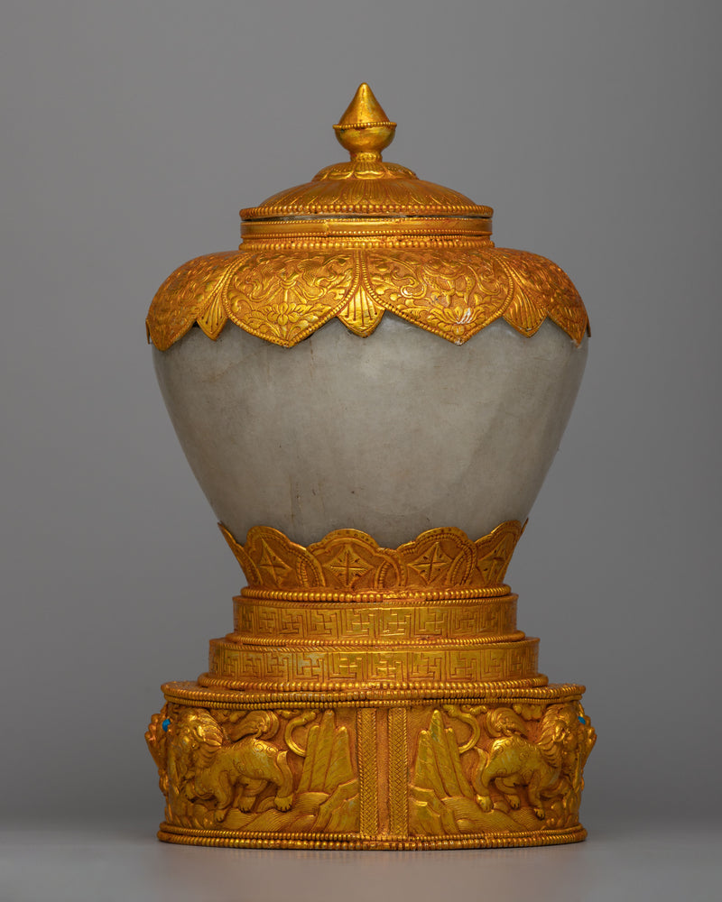 24K Gold-Plated Tibetan Dhupur Rice Pot |  Elevate Your Sacred Offerings with Divine Opulence and Tradition