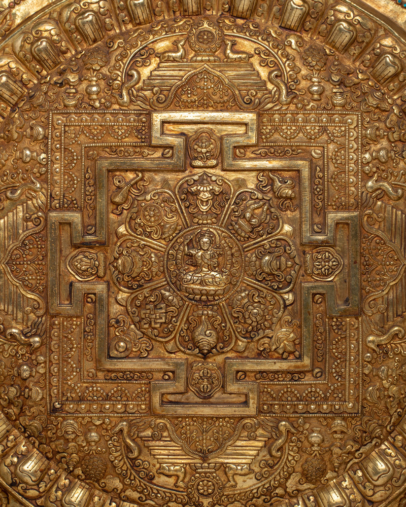 Buddhist Copper Mandala Wall Hanging | Infuse Your Space with Spiritual Harmony and Beauty