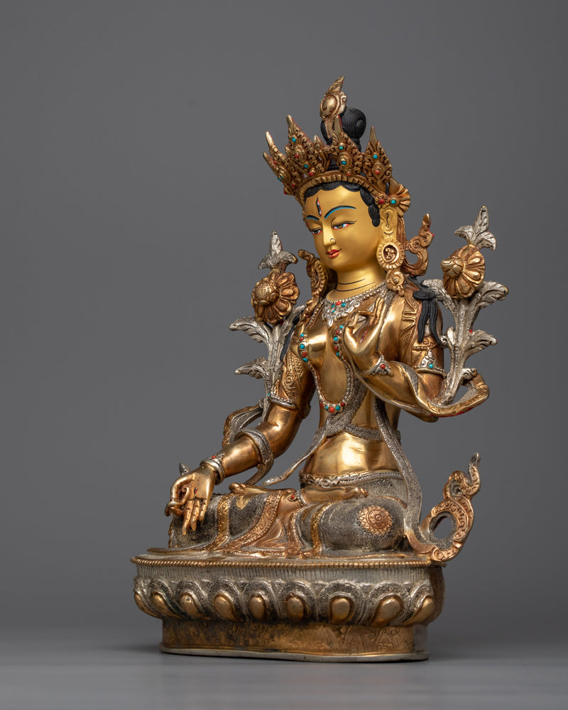 Handmade White Tara Statue | Radiating Divine Compassion and Blessings