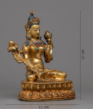 Handcrafted Copper White Tara Statue | Serene Goddess of Longevity