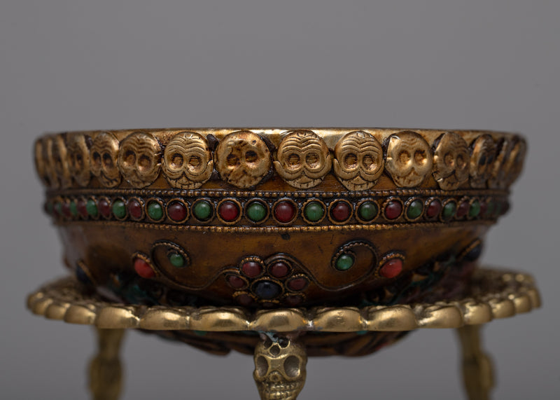 Kapala Skull Bowl | Sacred Rituals Enhanced with Copper and Silver