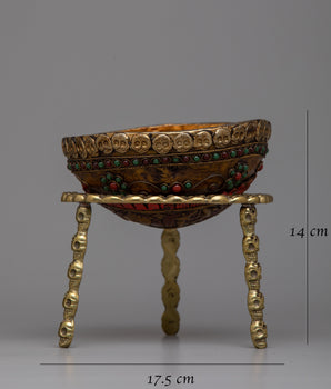 8 Auspicious Symbols Crafted Kapala Bowl | Sacred Rituals Offerings