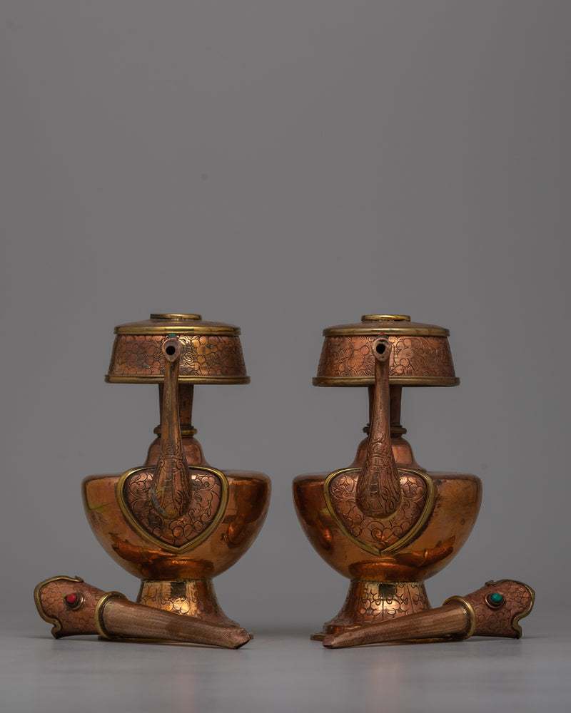 Copper Bhumpa Set | Tibetan Vessels for Sacred Offerings