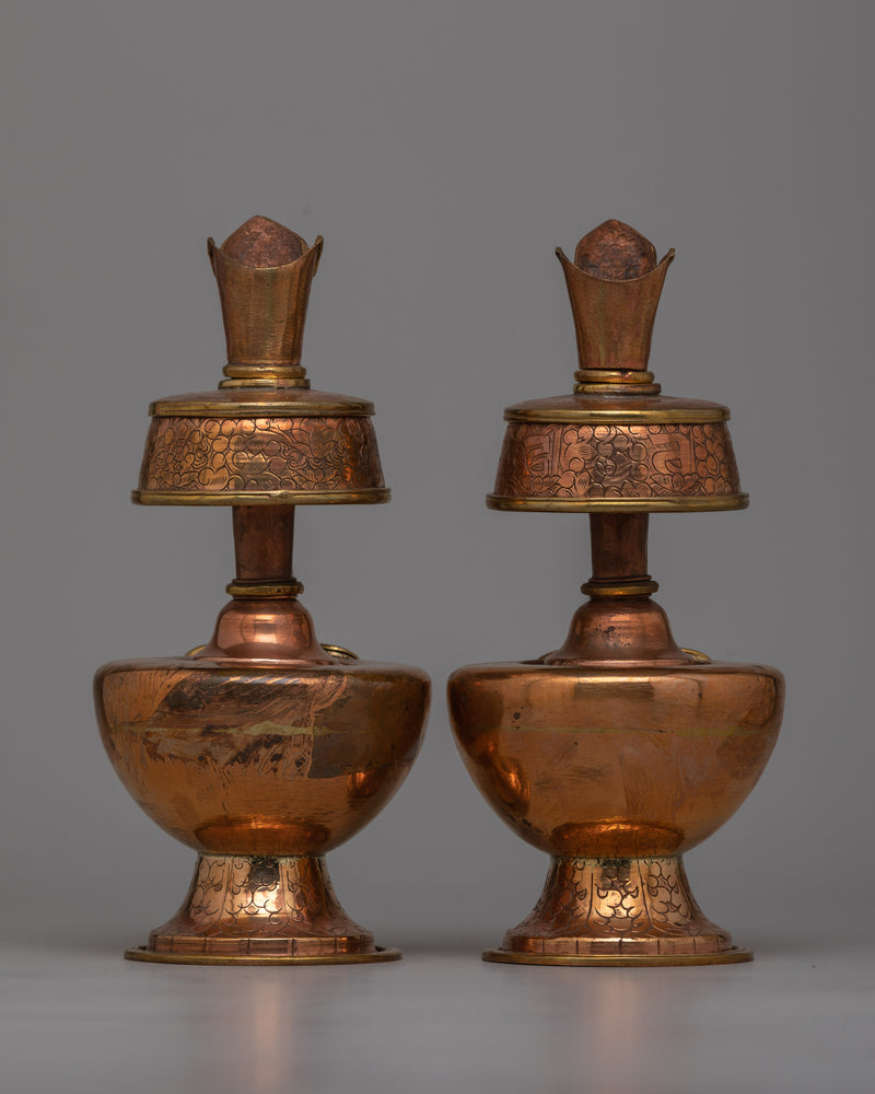 Copper Bhumpa Set | Tibetan Vessels for Sacred Offerings