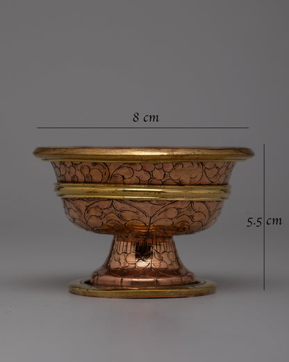 Copper Bowls Water Offering Set | Traditional Tibetan Ritual Items for Spiritual Offerings