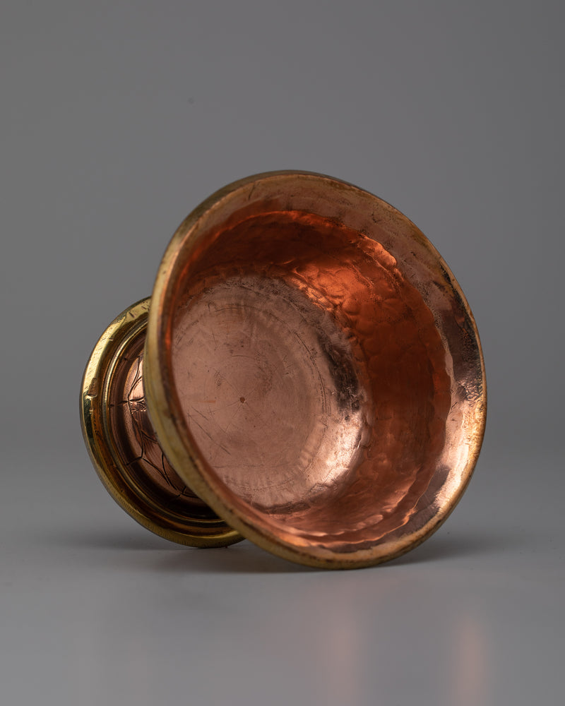 Copper Bowls Water Offering Set | Traditional Tibetan Ritual Items for Spiritual Offerings