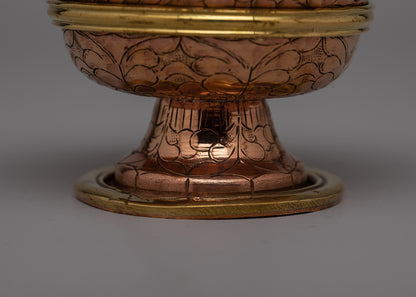 Copper Bowls Water Offering Set | Traditional Tibetan Ritual Items for Spiritual Offerings