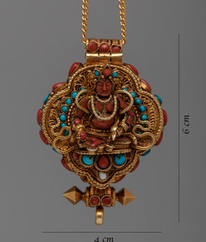 Art Deco Locket Silver Ghau | Exquisite Nepali Pendant for Spiritual Protection