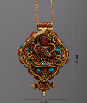 Art Deco Silver Locket Ghau | Traditional Nepali Amulet