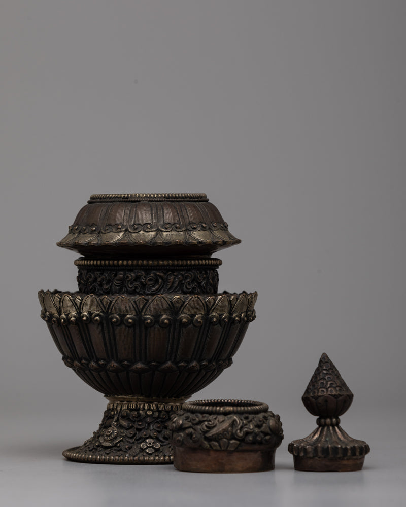 Oxidized Copper Dhupur Rice Pot | Traditional Vessel for Sacred Offerings