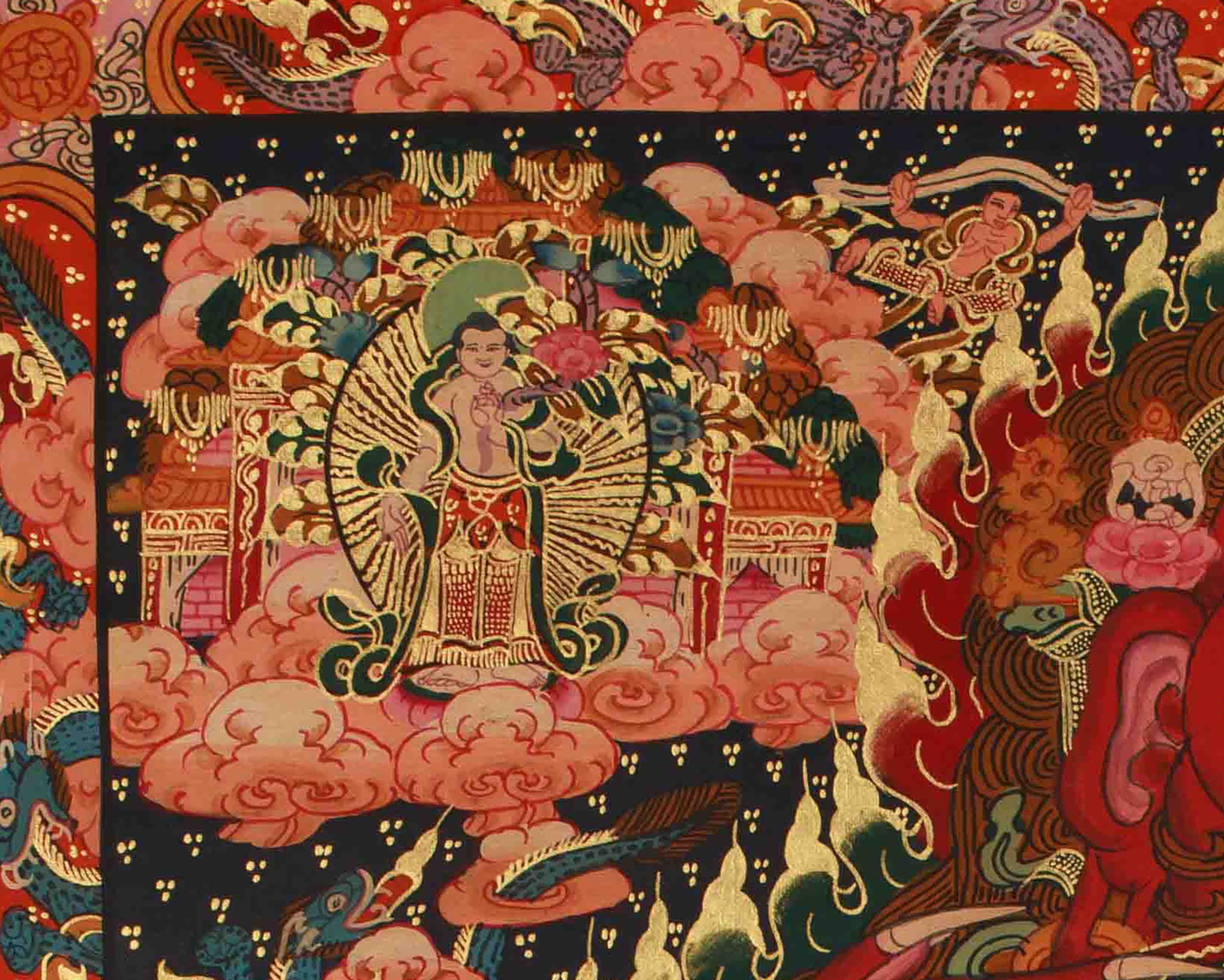 Traditional Bhavachakra Mandala Art | Hand-Painted Wheel of Life Thangka