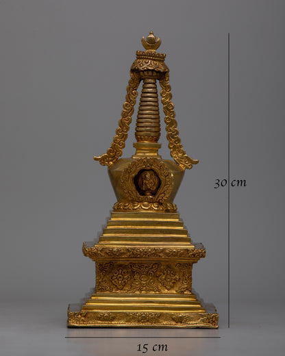 Handcrafted Copper Stupa Statue | Elevate Your Space with Spiritual Grace
