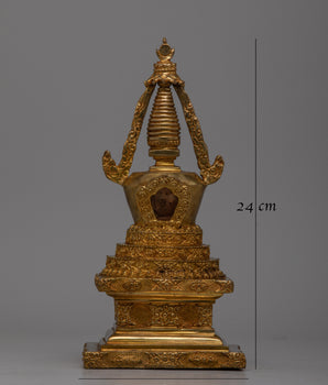 Shrine Buddha Stupa | Handcrafted Copper Decor for Spiritual Altar