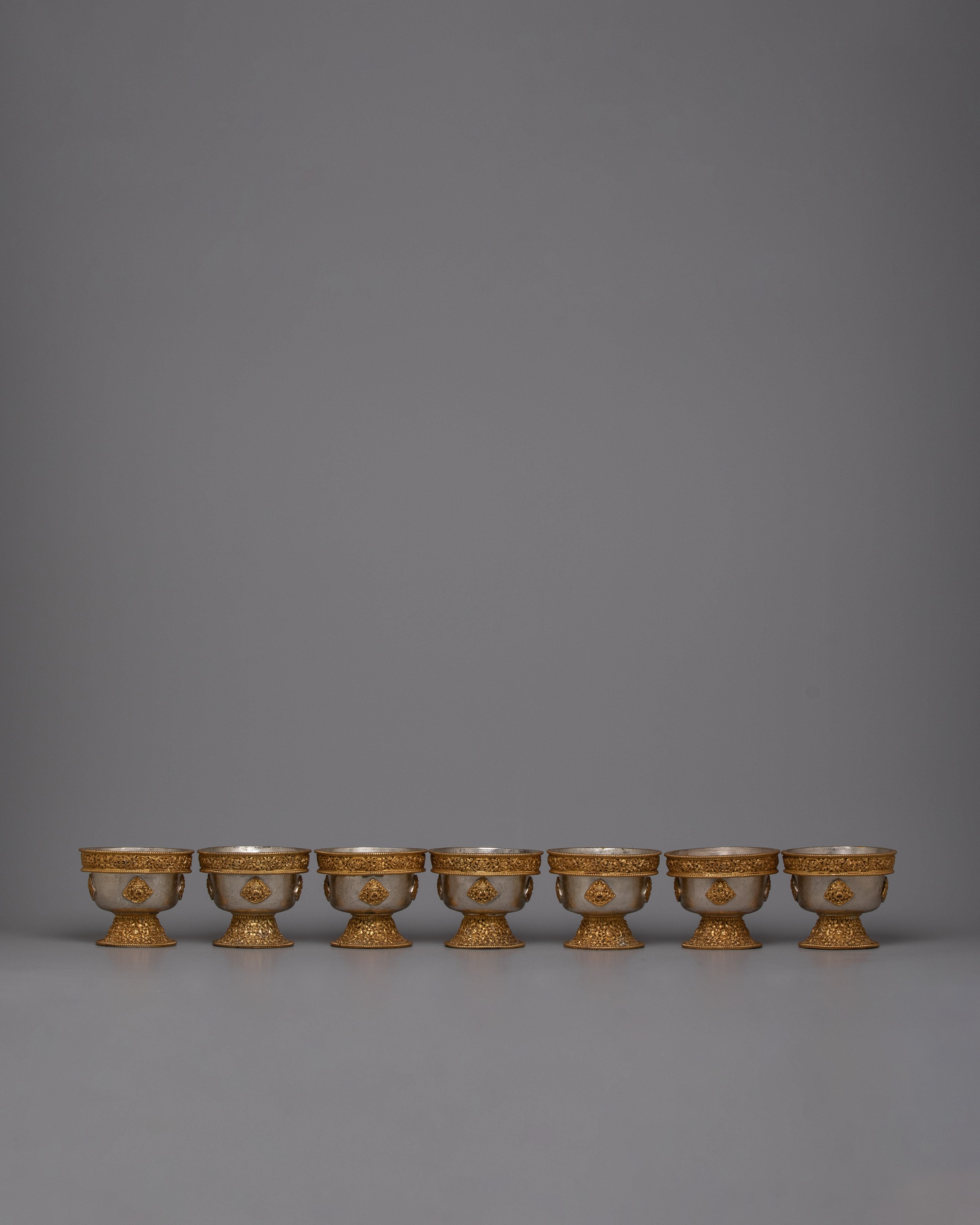 Buddhist Ritual Seven Water Offerings Bowls | Embrace Sacred Tradition and Spiritual Devotion