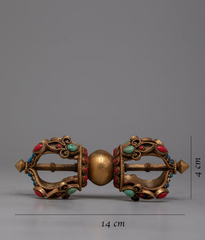 Buddhist Copper Vajra | 24K Gold Plated Spiritual Instrument for Sacred Rituals and Devotion