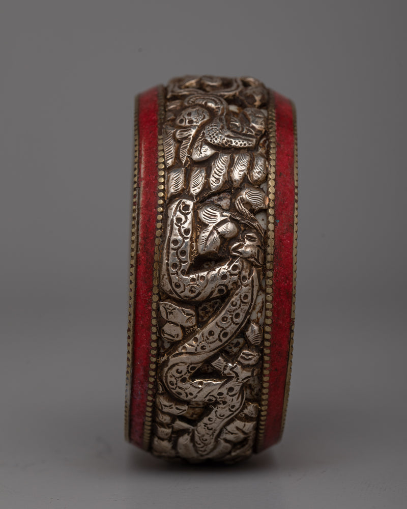Tibetan Silver Bangle Bracelet | Handcrafted Ethnic Jewelry