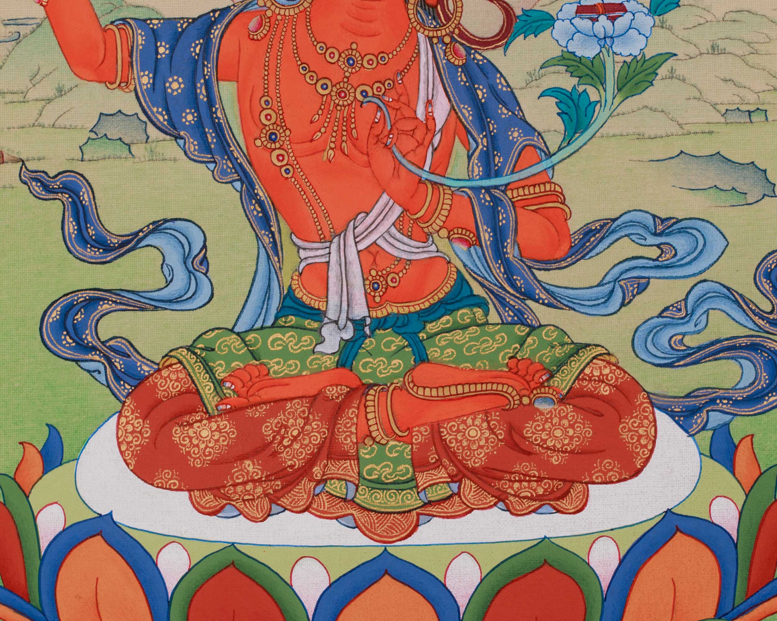 Spiritual Thangka Of Manjushri | Bodhisattva Art | Meditation Altar