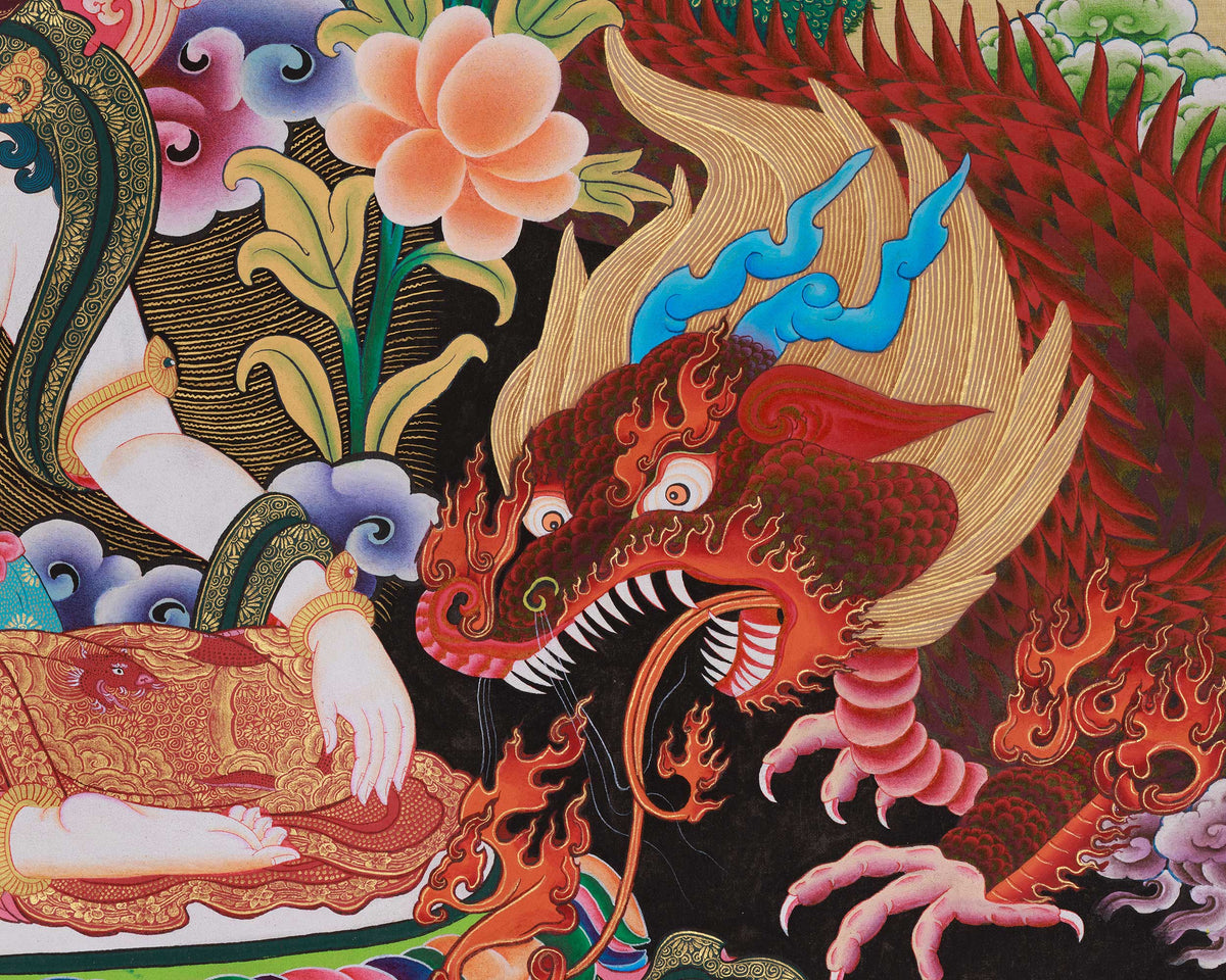 Traditional Two-Armed Chenrezig Thangka | A Sacred Artwork of Compassion and Protection