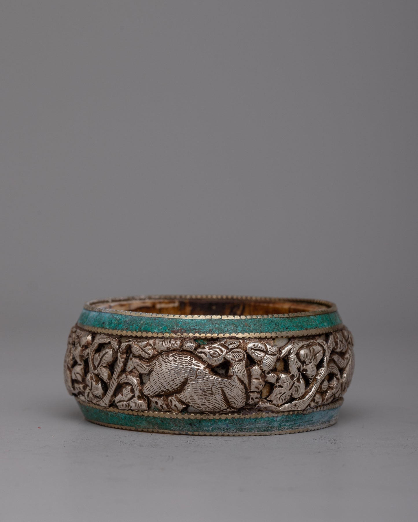 Intricately Carved Round Silver Bangle | Exquisite Artistry for Timeless Elegance