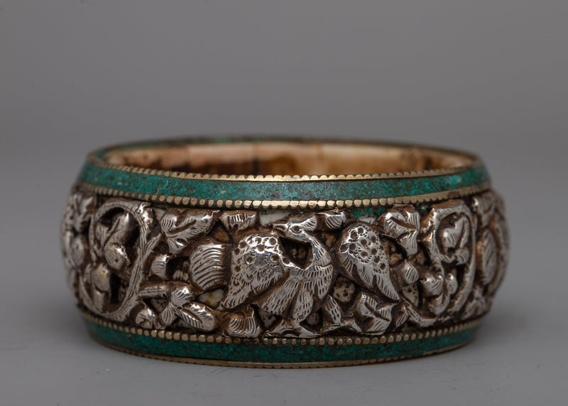 Silver Carved on Bangle | Handcrafted Beauty with Detailed Design