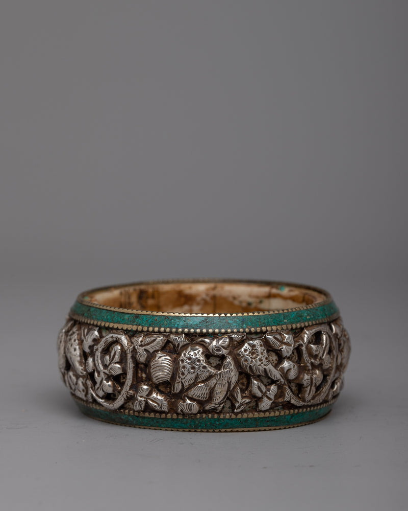Silver Carved on Bangle | Handcrafted Beauty with Detailed Design