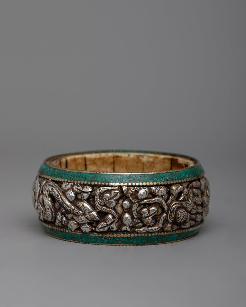 Handcrafted Tibetan Silver Bangle | A Statement of Cultural Pride and Beauty