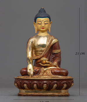 Shakyamuni Buddha Statue Tibet | Handcrafted Copper Body for Spiritual Grace
