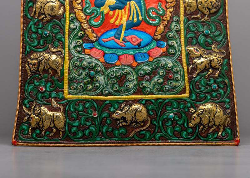 Vajravarahi Metal Thanka Wall Hanging | Symbol of Divine Feminine Energy and Spiritual Power