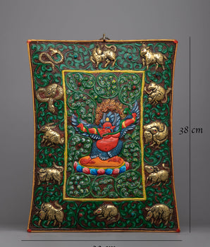 Garuda Metal Thanka Wall Hanging Calander | Elegant Fusion of Art and Timekeeping in Spiritual Decor