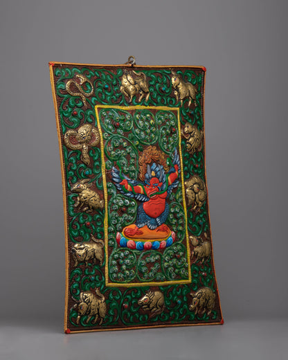 Garuda Metal Thanka Wall Hanging Calander | Elegant Fusion of Art and Timekeeping in Spiritual Decor