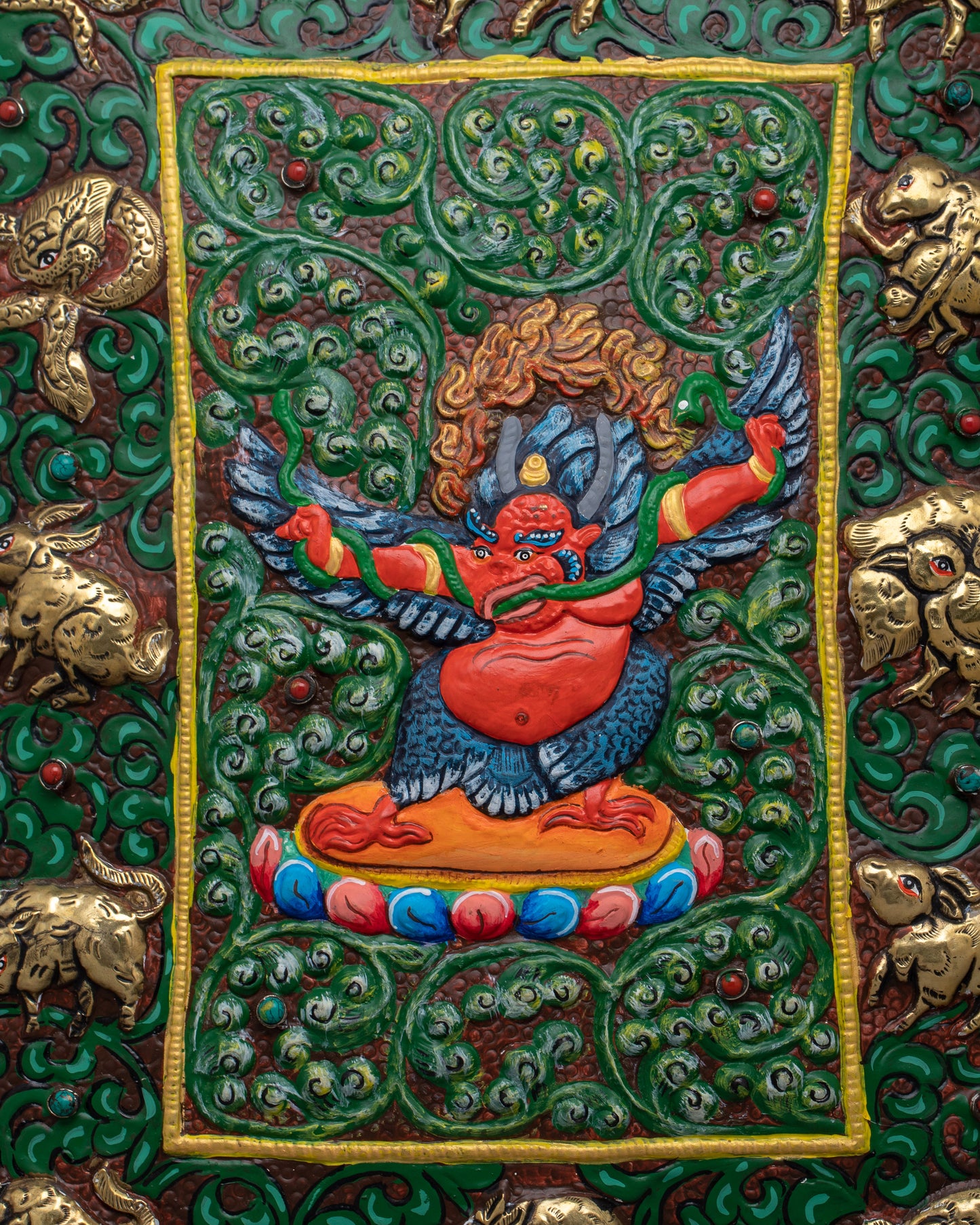 Garuda Metal Thanka Wall Hanging Calander | Elegant Fusion of Art and Timekeeping in Spiritual Decor