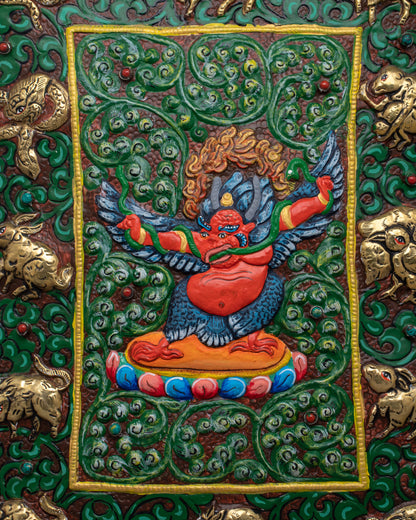 Garuda Metal Thanka Wall Hanging Calander | Elegant Fusion of Art and Timekeeping in Spiritual Decor