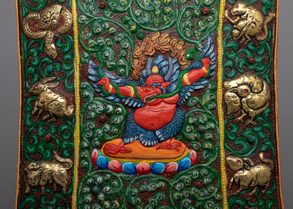 Garuda Metal Thanka Wall Hanging Calander | Elegant Fusion of Art and Timekeeping in Spiritual Decor