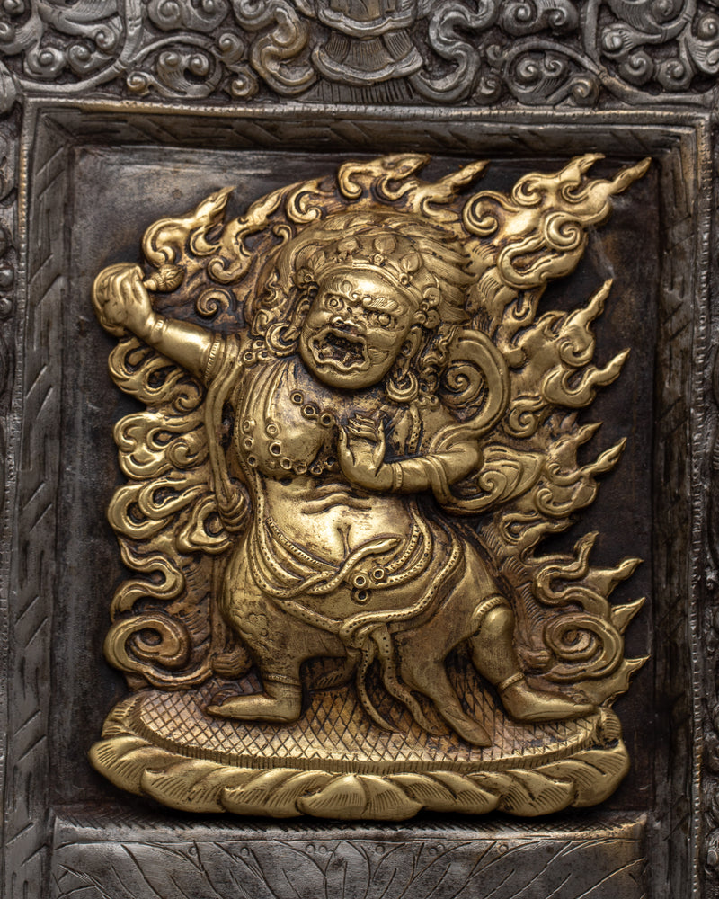 Iron Mahakala Metal Thanka | Powerful Symbol of Protection and Spiritual Strength